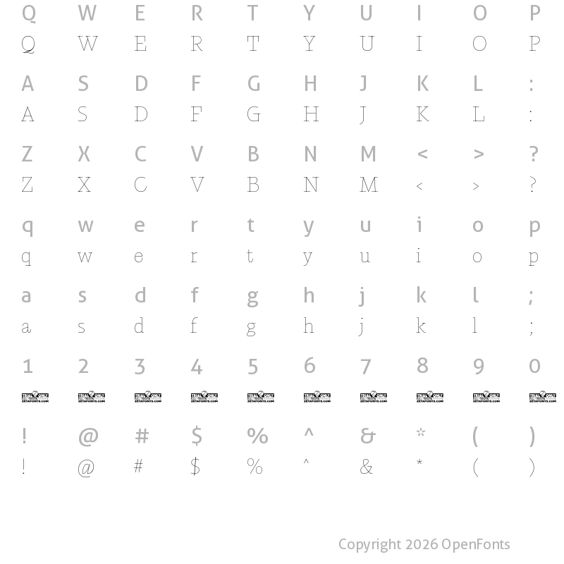 Character Map of Calvino Grande Trial Monoline
