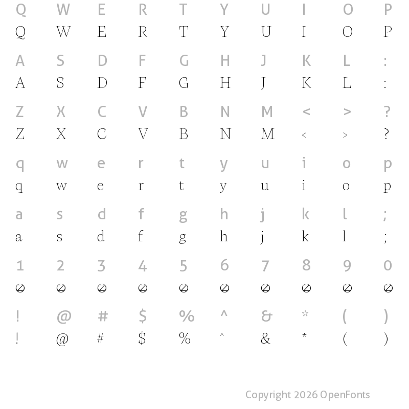 Character Map of CalvinoGrandeVarTrial Regular