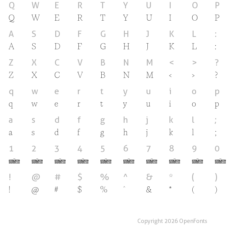 Character Map of CalvinoTrial Thin