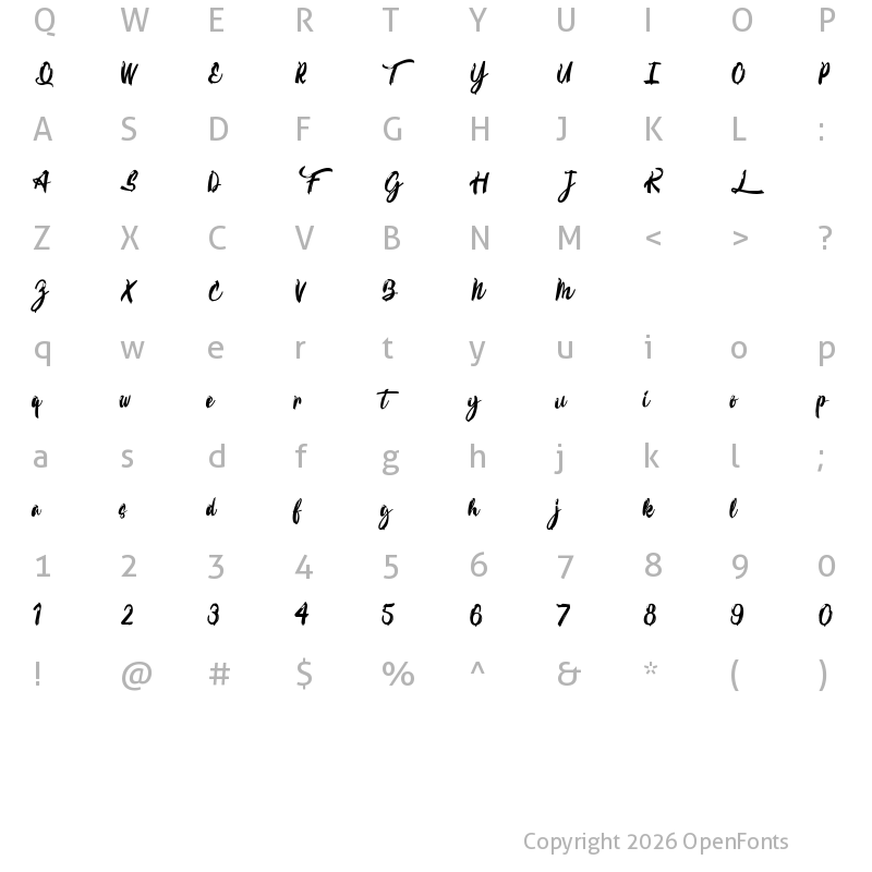Character Map of Calypsoka Regular