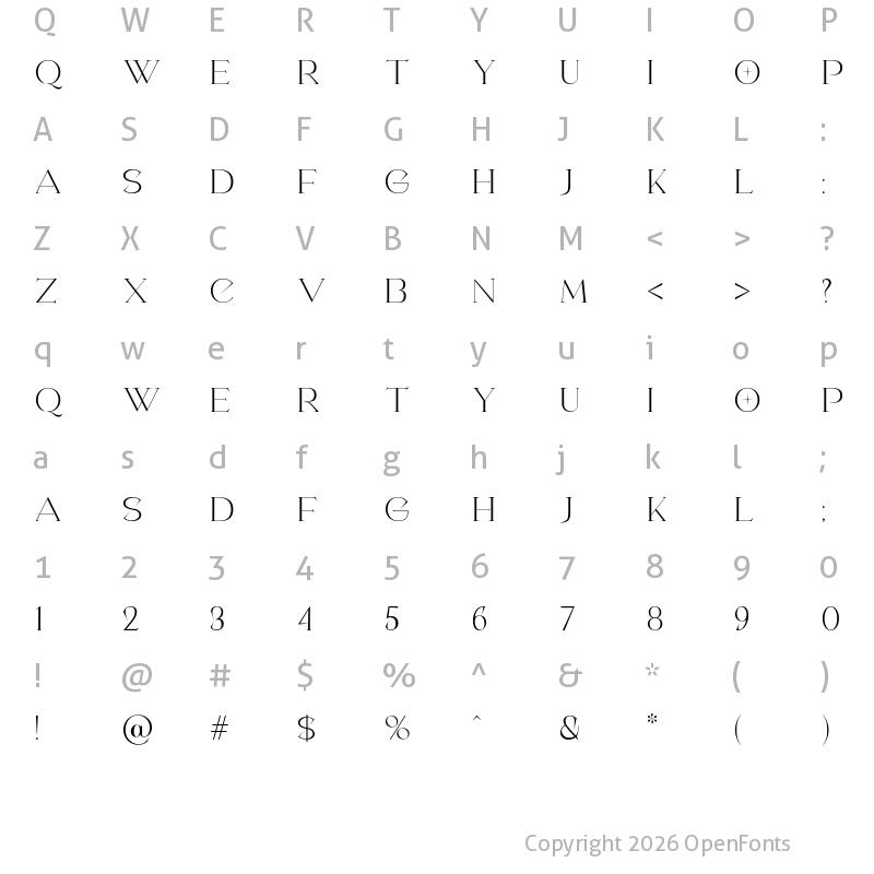 Character Map of Camaro Regular