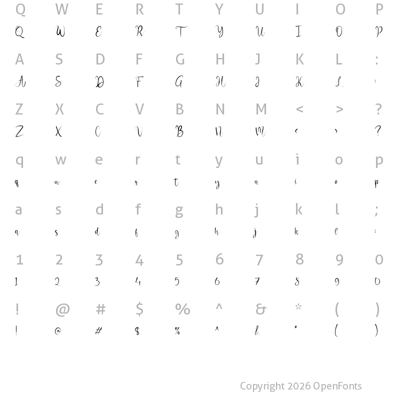 Character Map of Camelluna Regular