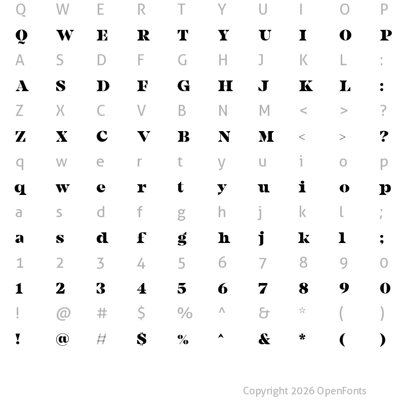 Character Map of Camijo Display