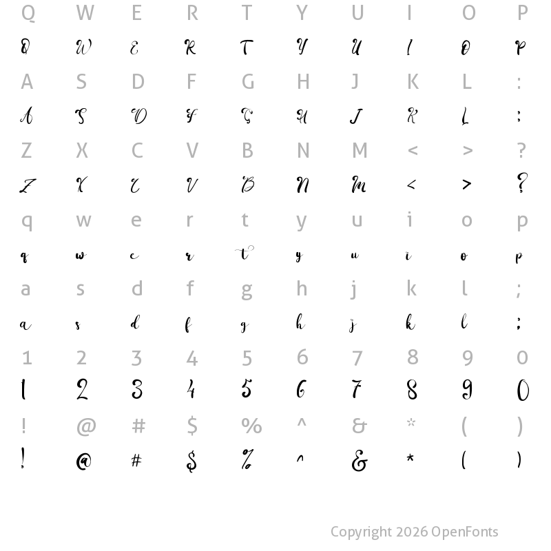 Character Map of Camila Hobert Regular