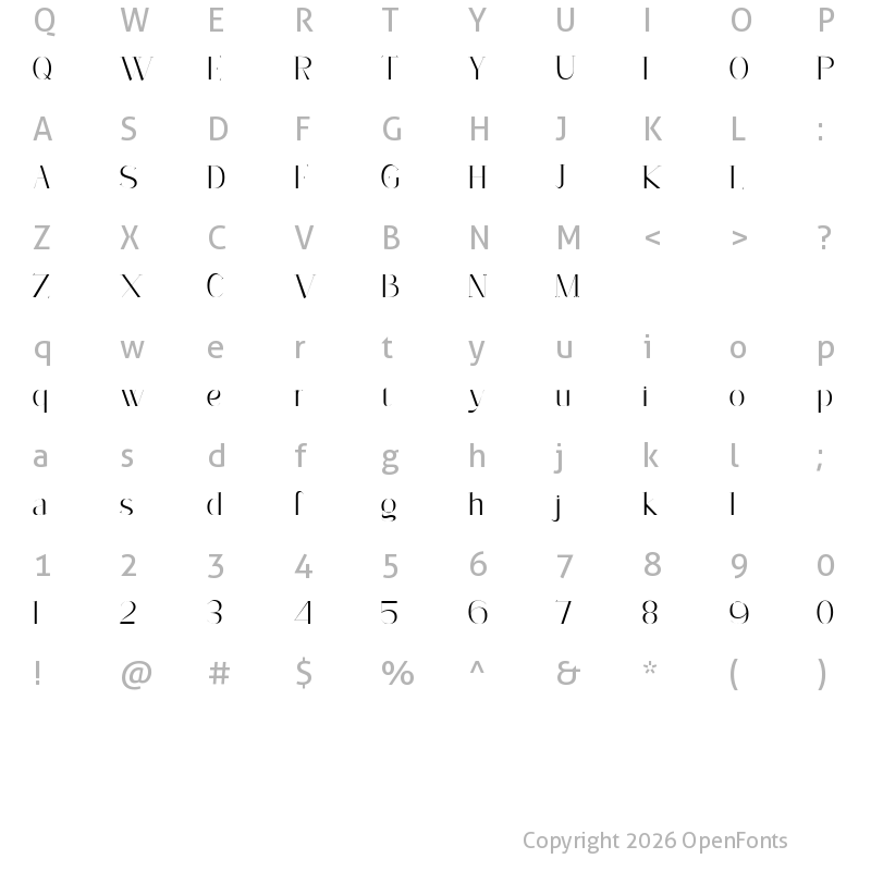 Character Map of Camilen Regular