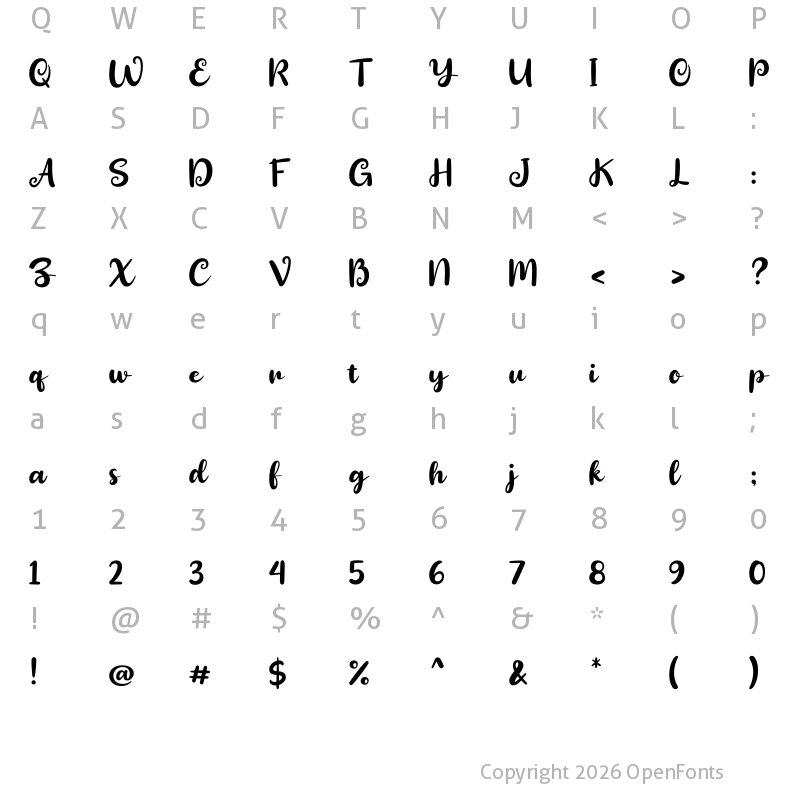 Character Map of Camilla Ahoy Regular