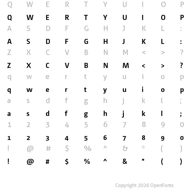 Character Map of CamingoDos Pro Bold