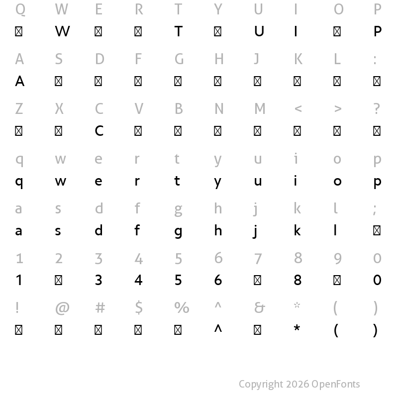 Character Map of CamphorPro-Medium ?