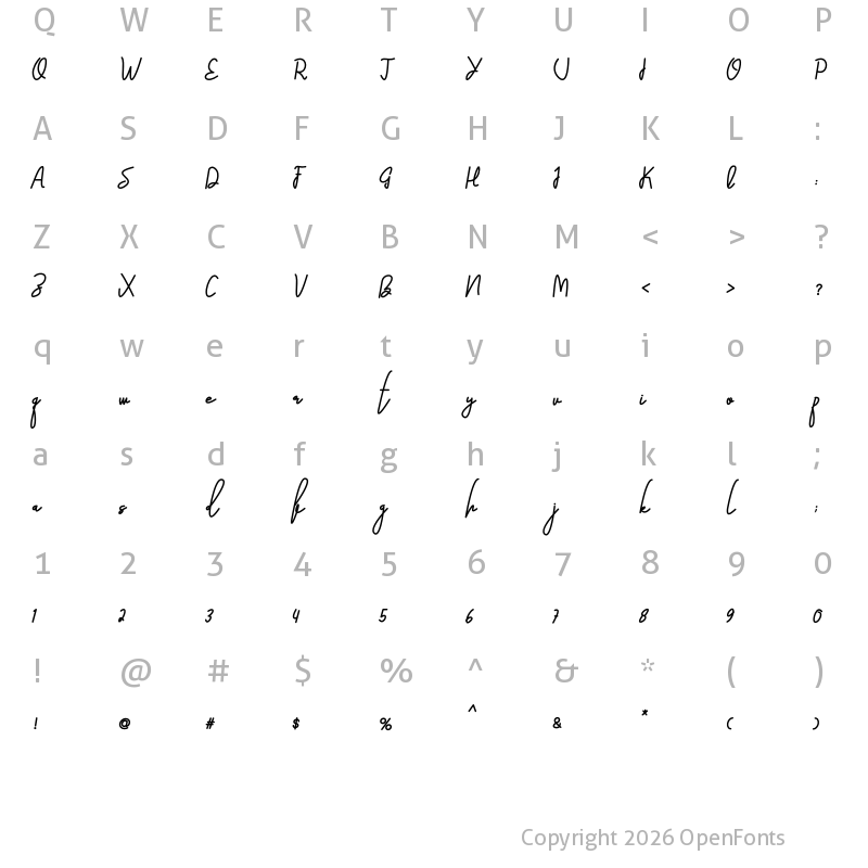 Character Map of Camping Regular
