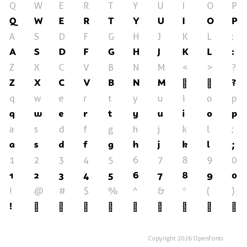 Character Map of Campuni Demo Black