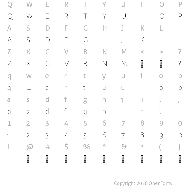 Character Map of Campuni Demo Extra Light