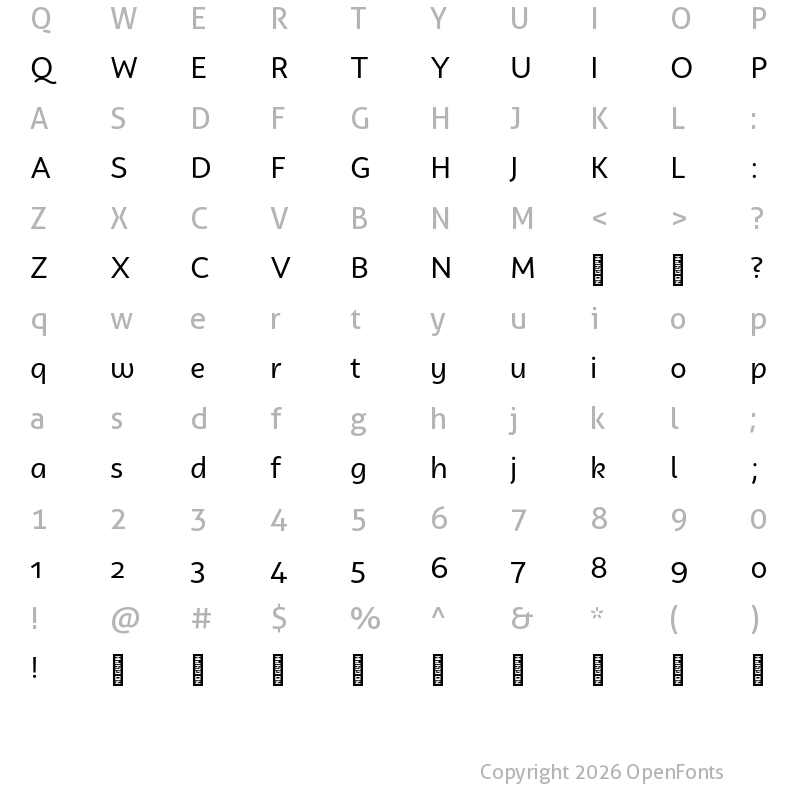 Character Map of Campuni Demo Regular
