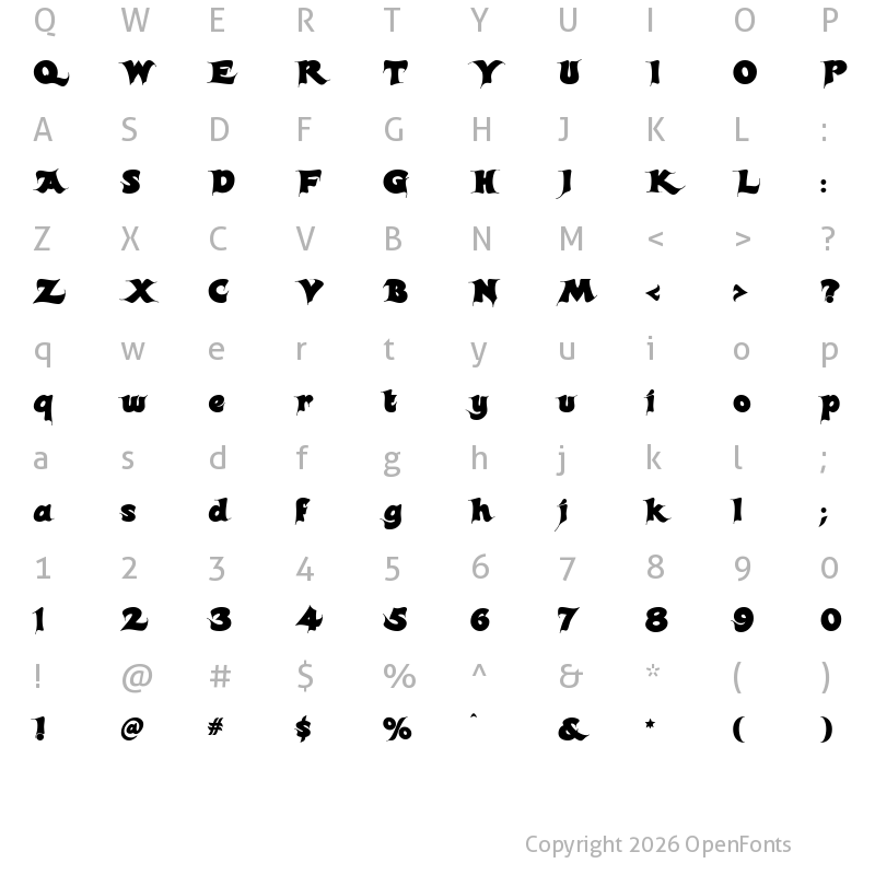 Character Map of Candles Regular Candles Regular