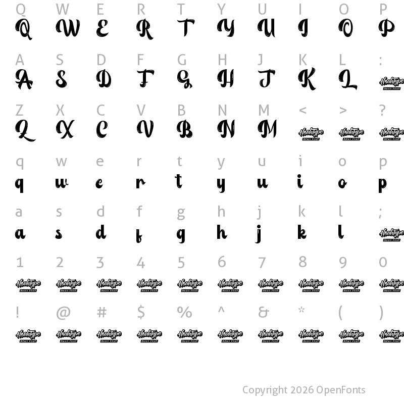 Character Map of Candy Ballon Demo Regular