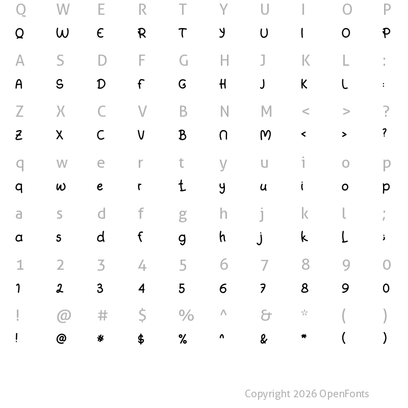 Character Map of Candy Bubble Regular