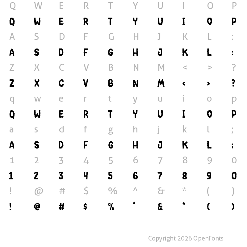 Character Map of Candy Cloud Regular