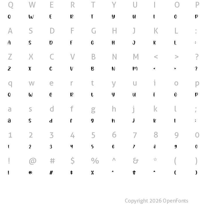Character Map of Candy Heart Regular