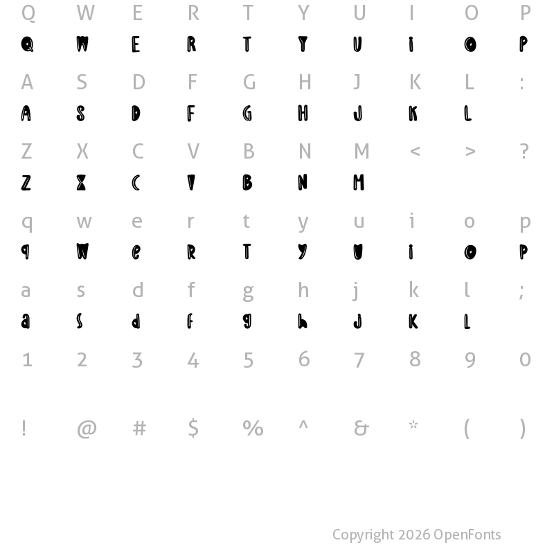 Character Map of Candy Love FREE Regular