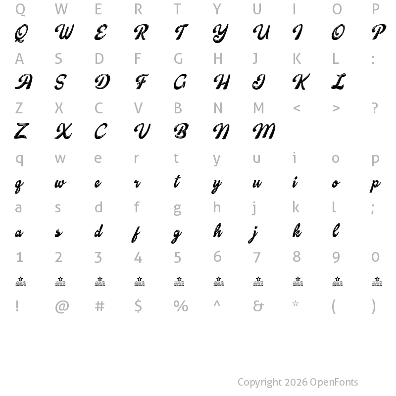 Character Map of Candy Shop Personal Use Regular