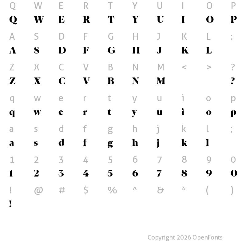 Character Map of Canela Trial Black