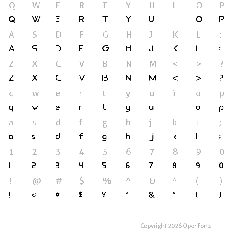 Character Map of Cano Regular