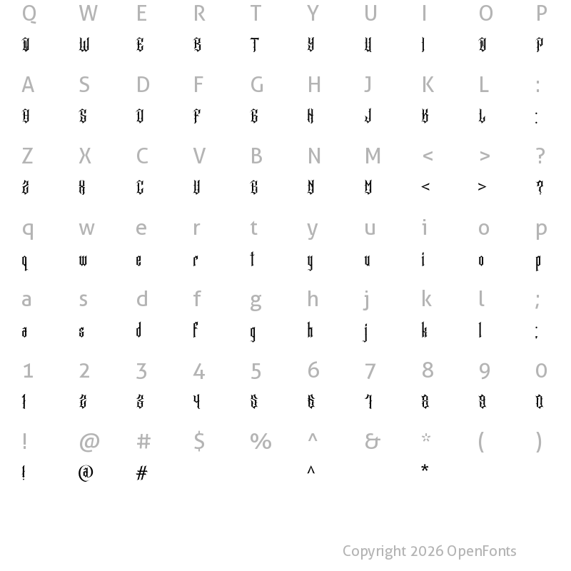 Character Map of Cansetras Regular