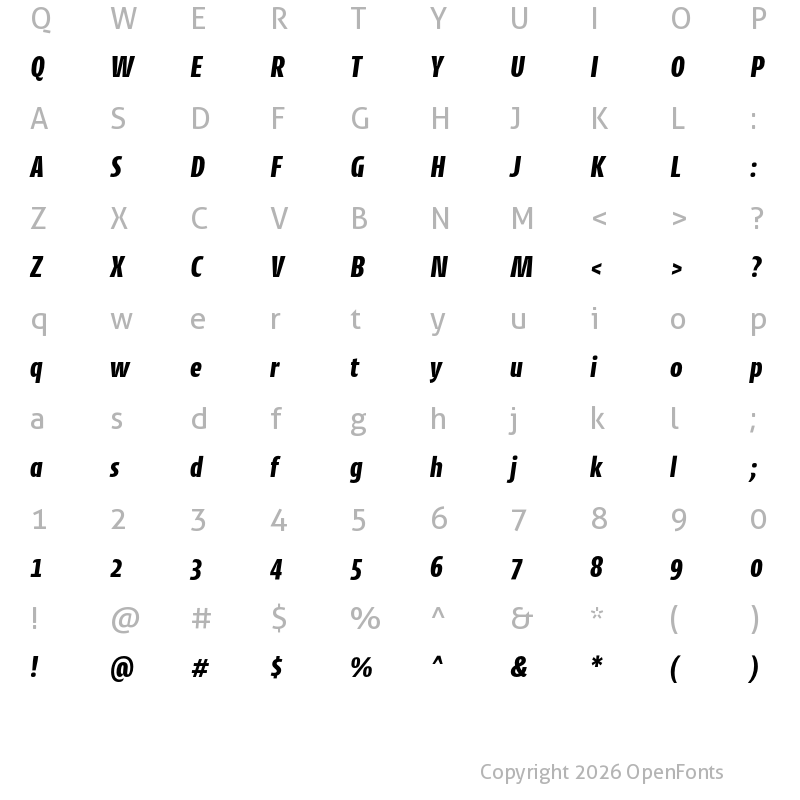 Character Map of CantigaCnd ExtraBold Italic