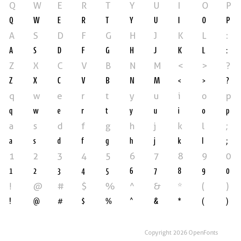 Character Map of CantigaCnd Medium