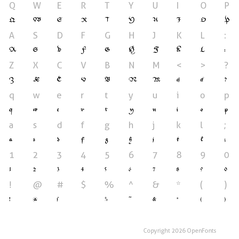 Character Map of CantzleyAD1600 Regular