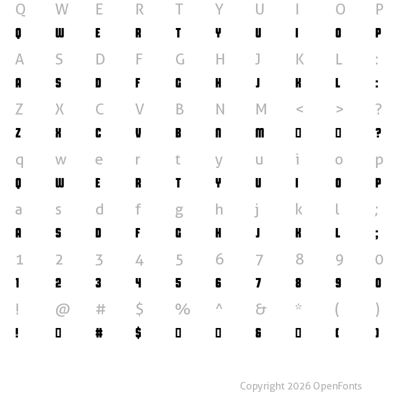 Character Map of Capital Daren Regular