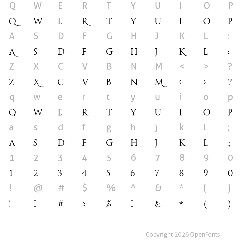 Character Map of Capitalis Medium