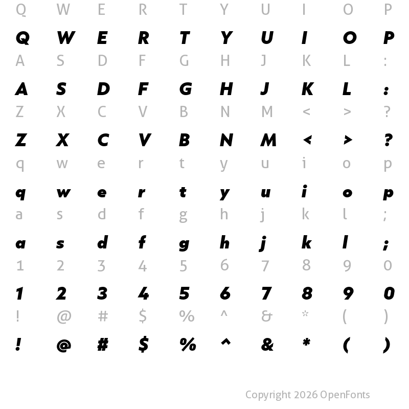 Character Map of Capitana Black Italic