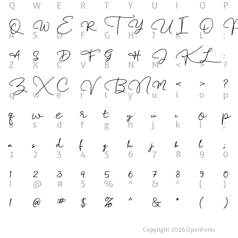 Character Map of Capricious Ambrosia Free Regular