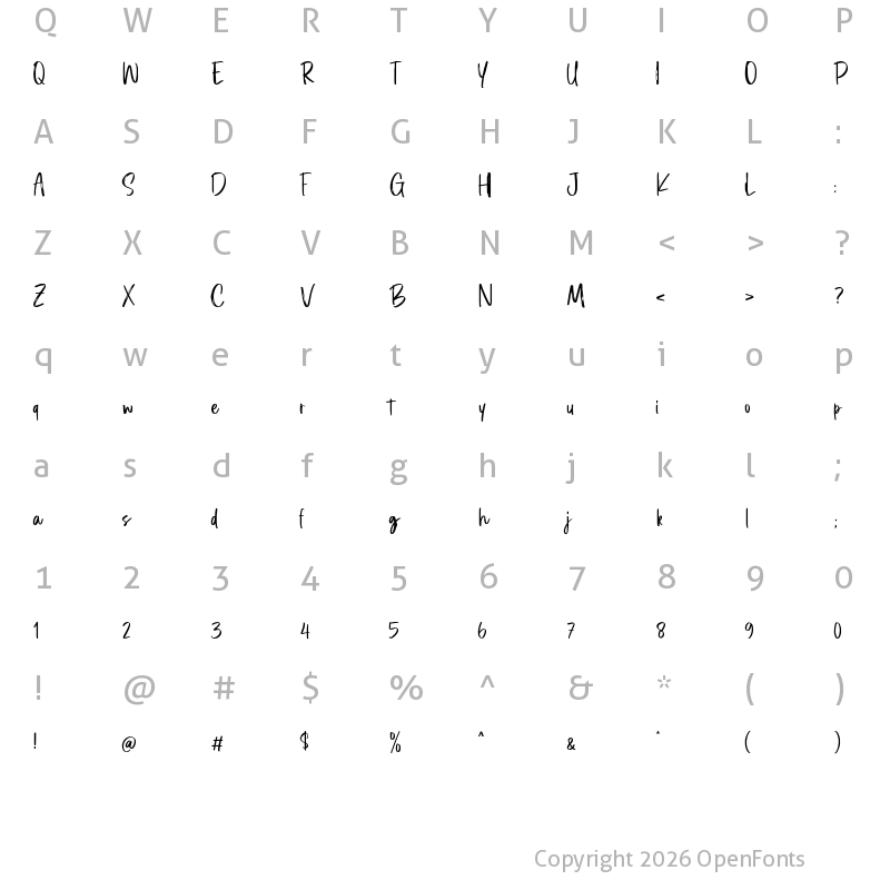 Character Map of Captain Washington Regular