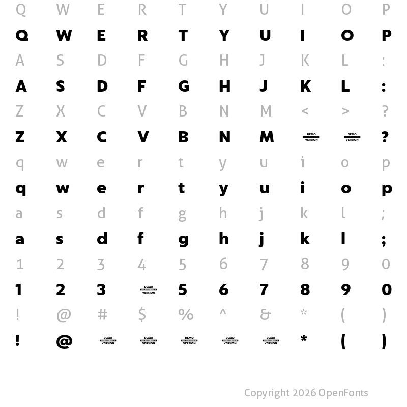 Character Map of Captura Black Demo