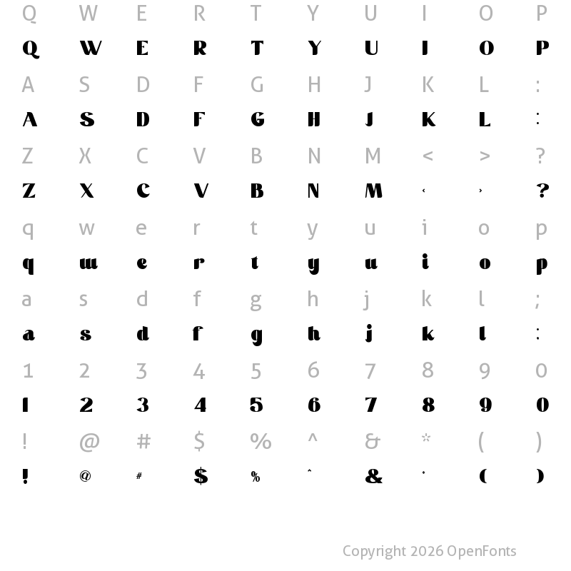 Character Map of Carafia Regular
