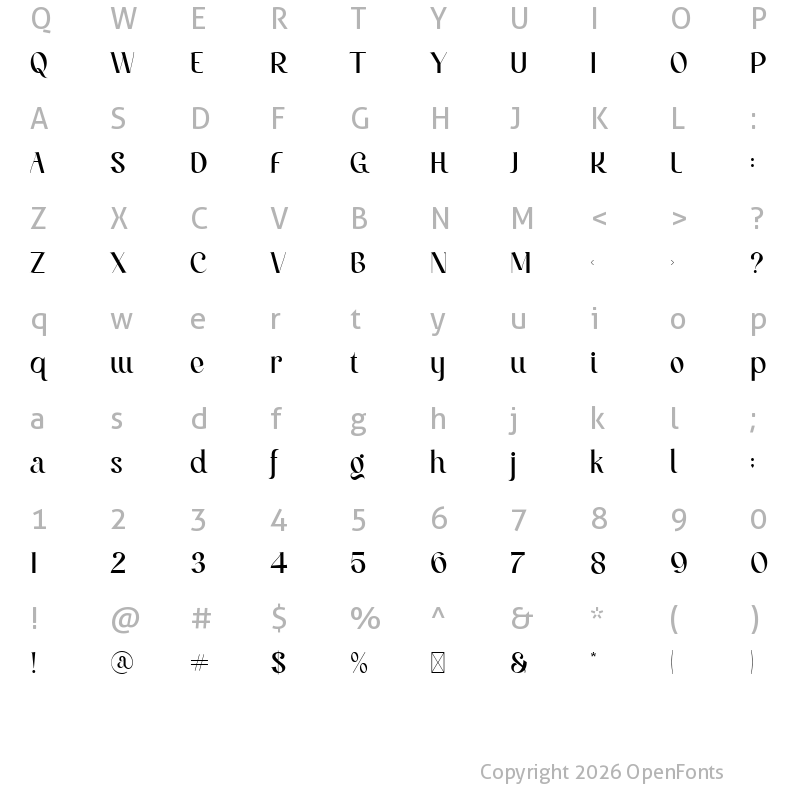Character Map of Caramel Regular