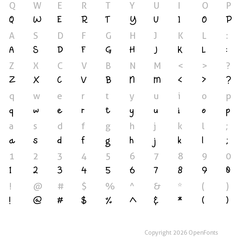 Character Map of Caramelia Regular