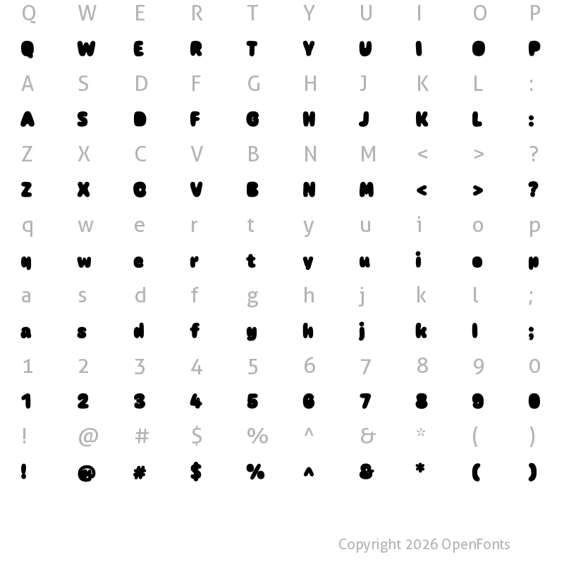 Character Map of Caraque Black Melted