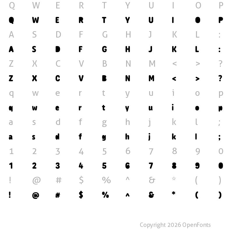 Character Map of Caraque XBold Solid