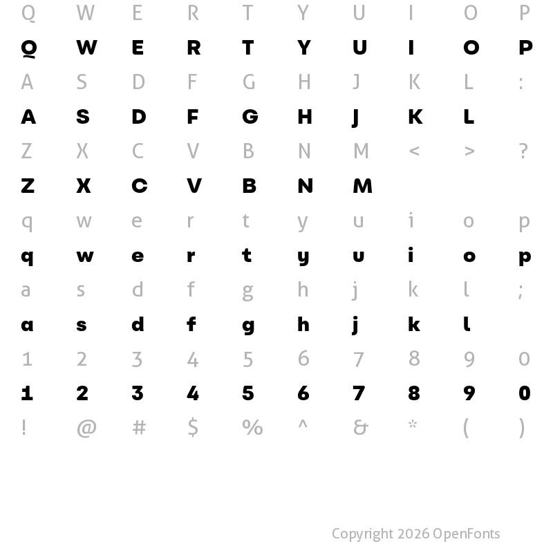 Character Map of Carbona Test Black