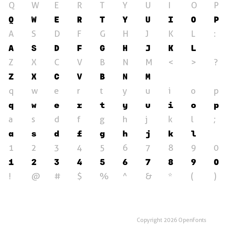Character Map of Carbona Test Mono Black