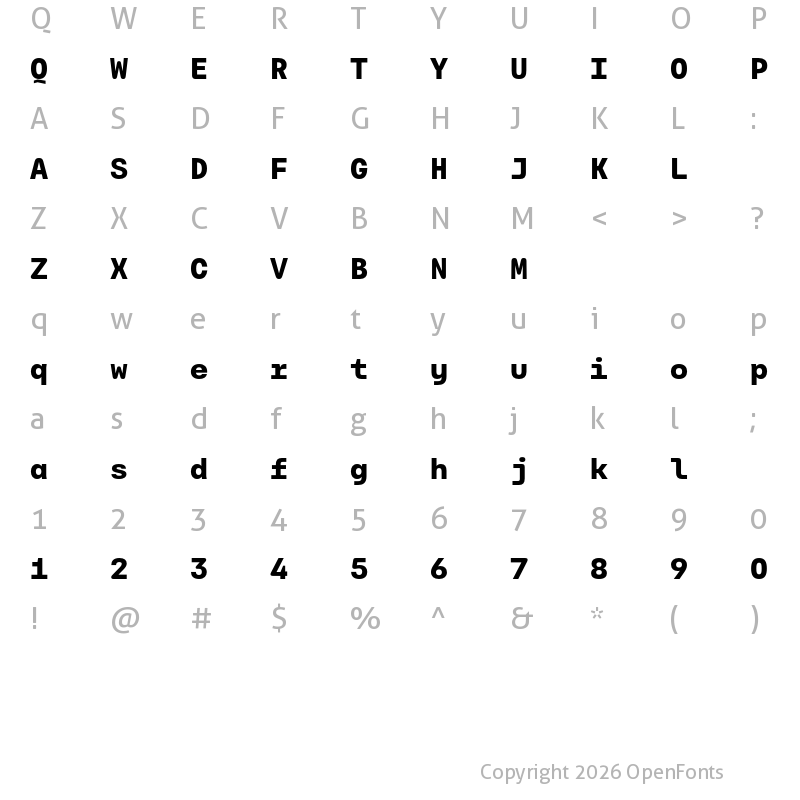 Character Map of Carbona Test Mono ExtraBold