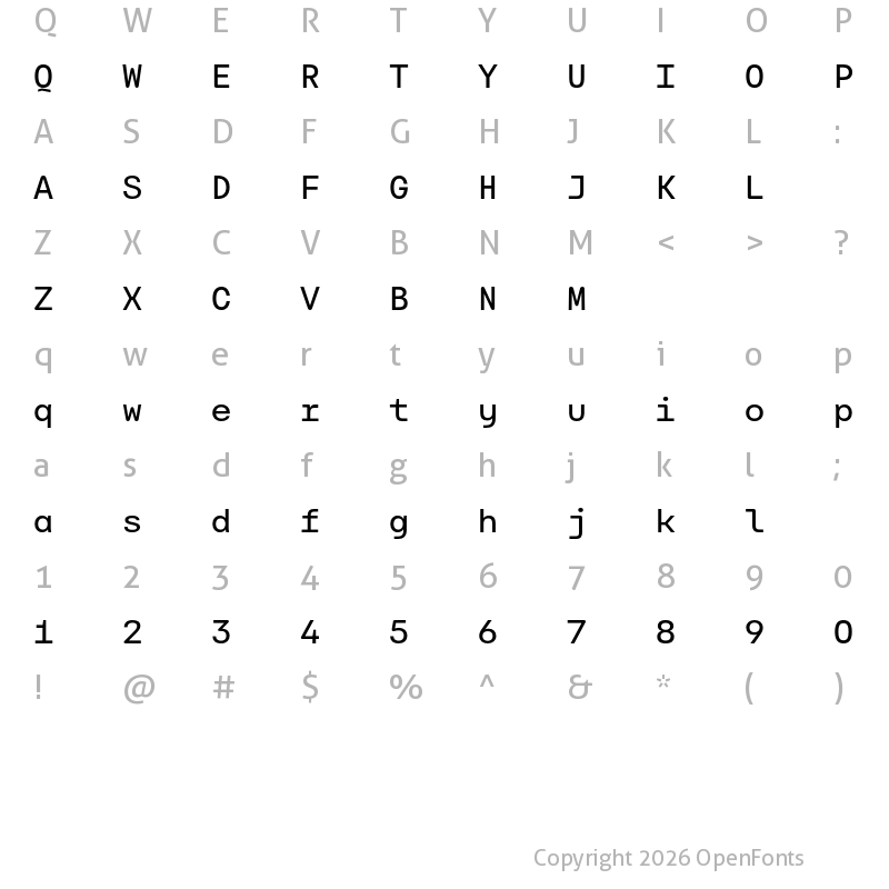 Character Map of Carbona Test Mono Medium