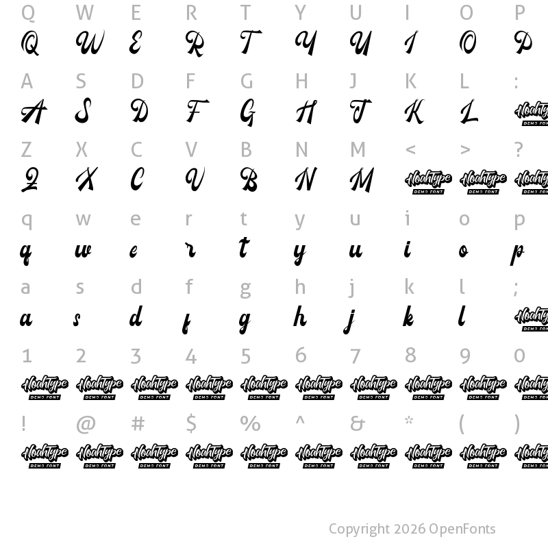 Character Map of Carbondale Demo Regular