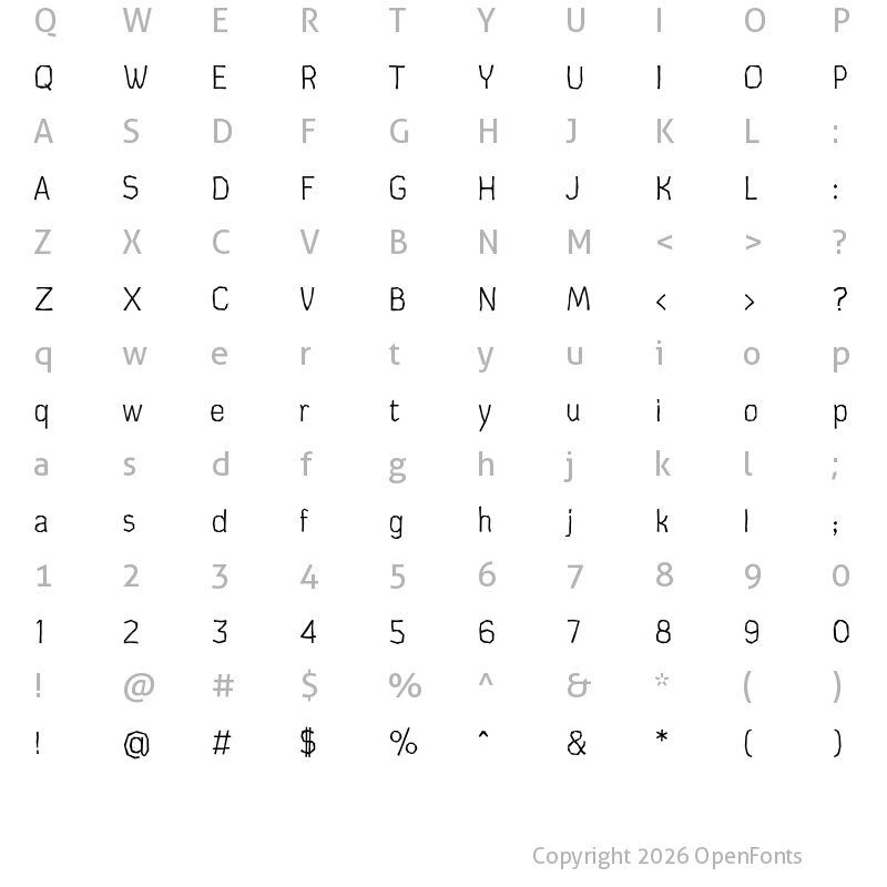 Character Map of CardboardCat Light
