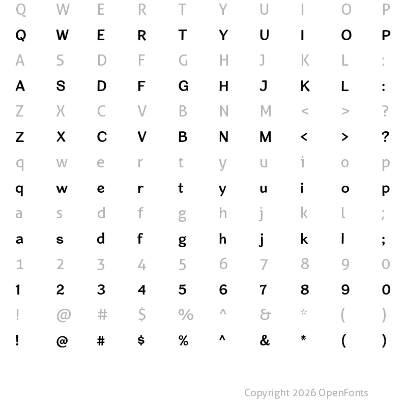 Character Map of Cardigan SemiBold