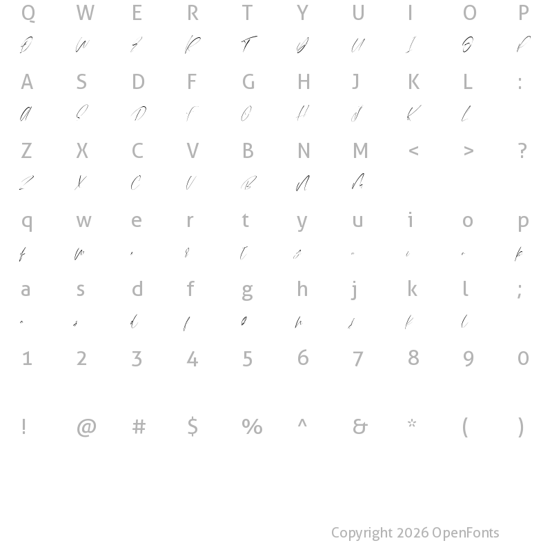 Character Map of Caretune Regular