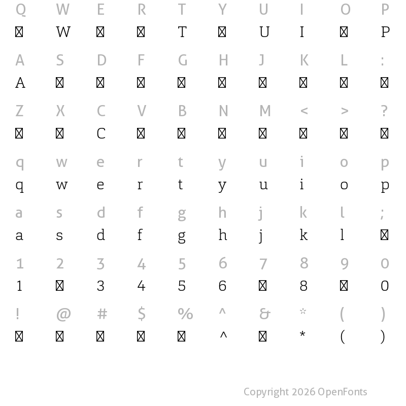Character Map of Cargan-ExtraLight ?