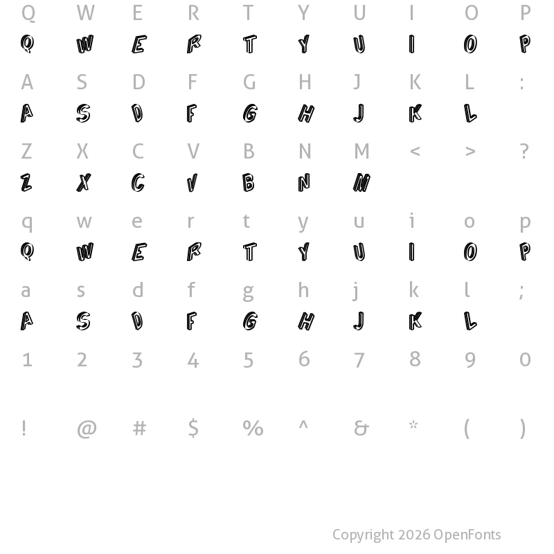 Character Map of Cargante tfb Regular